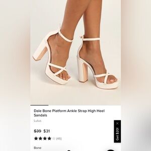 White platform ankle strap high heels